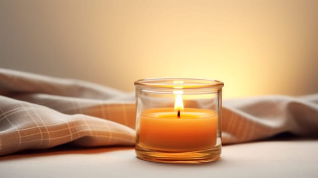 A Serene Candle Illuminating a Table.