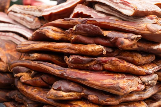 Pieces of salty high-fat meat. Salo or bacon. tasty meat.