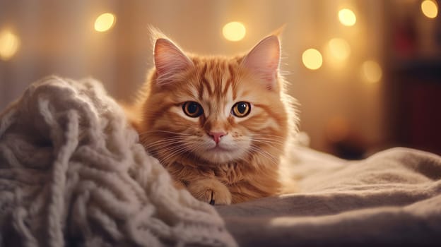 A Cozy Cat Resting on a Bed.