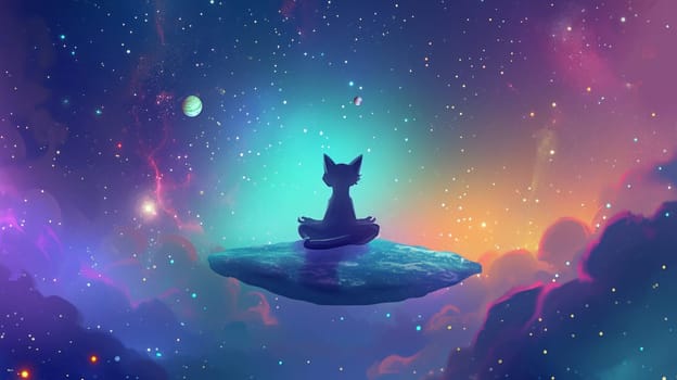 Cat Sitting on Rock in the Sky.