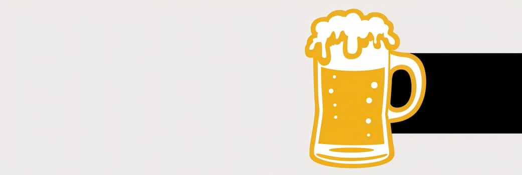 A simple, yellow beer logo with a mug of beer with white foam on top, against a white background.