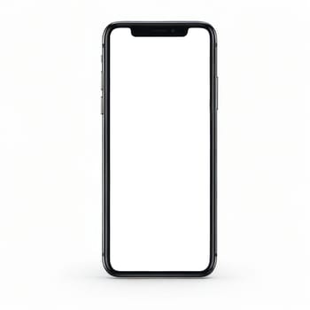 Realistic smartphone blank screen mockup on white background. Mobile phone template. Space for text