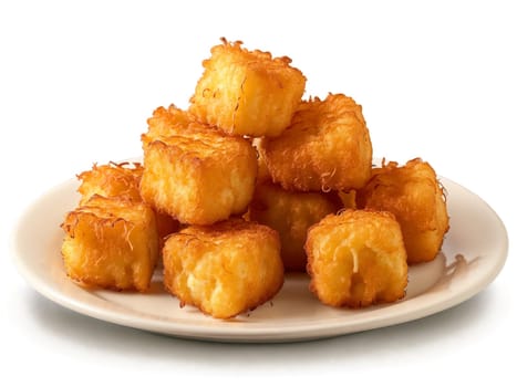 Tater Tots Crispy golden tater tots fun and popular side dish or snack. Food isolated on transparent background.