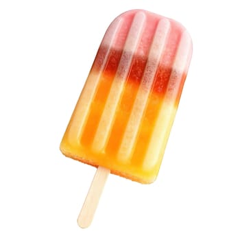 Boozy popsicles striped ice pops in sunset hues alcohol bottle in background isolated on transparent. Food isolated on transparent background.