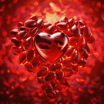 Coenzyme Q10 in capsules. Selective focus. heart.