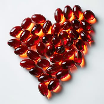Coenzyme Q10 in capsules. Selective focus. heart.