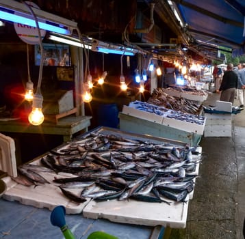 TRABZON, Türkiye - OCTOBER 22, 2014: fish market in Trabzon, Türkiye