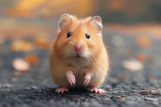 Cute hamster pet with fur and whiskers, an adorable small animal mammal with brown furry creature