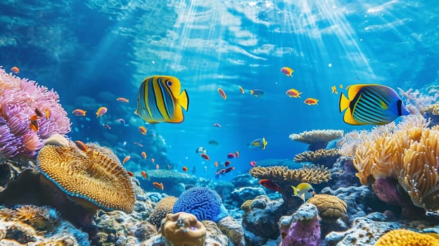 small colorful fish in the sea. selective focus. Generative AI, animals