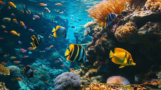 small colorful fish in the sea. selective focus. Generative AI, animals