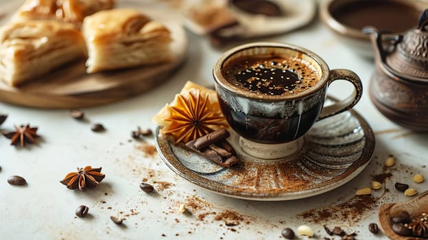 Turkish coffee. selective focus. drink Generative AI,