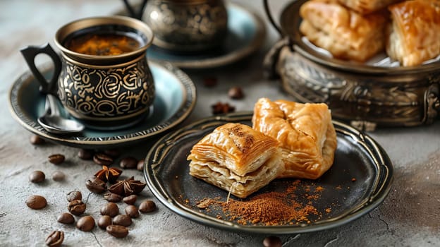 Turkish coffee. selective focus. drink Generative AI,