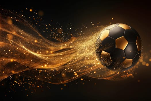Golden Soccer Ball Swirl Sparkle in Motion with a Glow in Dynamic Game of Football