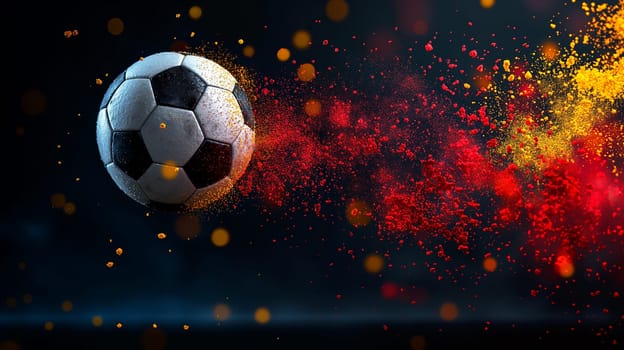Dynamic soccer ball in colorful action explosion of paint sport motion and vibrant energy