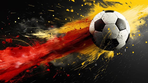 Dynamic soccerball in action with vibrant splatter and colorful energy for an exciting sports moment