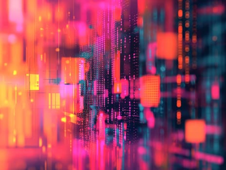 Abstract digital technology background with colorful light and data in a vibrant cyberspace