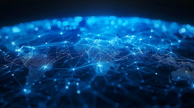 Global network technology with digital connection, data, and communication in a connected world system