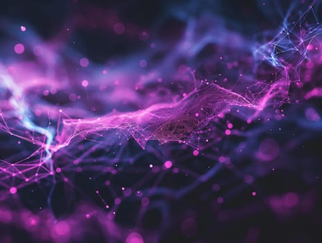 Fractal abstract purple digital neon network with vibrant energy background