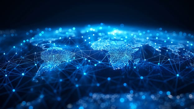 Network and digital global technology connections with earth map and world communication