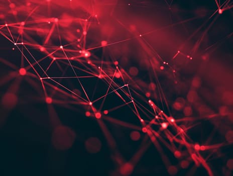 Abstract image of red network lines forming digital connections with nodes in the background