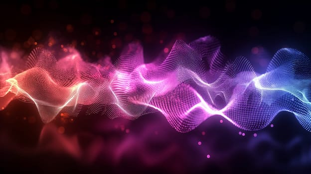 Neon waves abstract digital pattern with vibrant glow art and colorful light design in motion
