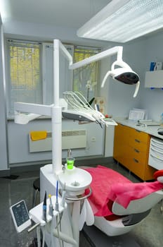 ODESSA, UKRAINE- NOVEMBER 01, 2017: modern dental chair, dentist's workplace, Odessa