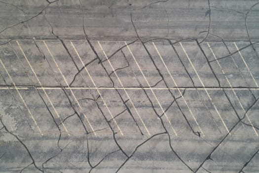 aerial view of an empty parking lot as seen from a drone