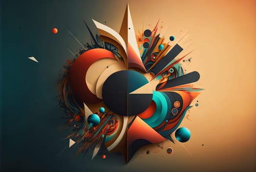 Abstract shapes retro composition in 20s avantrgarde or futurism style. Retro background with surreal mindbending figures. Generated AI