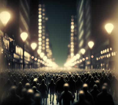 Alien crowd on the street. Monster invaders in sci-fi scene. Generated AI