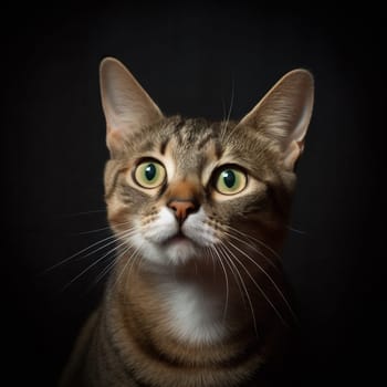 Portrait of the cute cat staring. Beautiful kitten looking deep. Generated AI