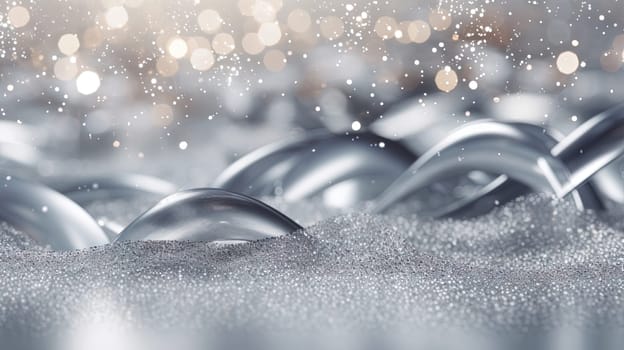 Glitter background with silver sparkles and Christmas theme for winter holidays. Generated AI