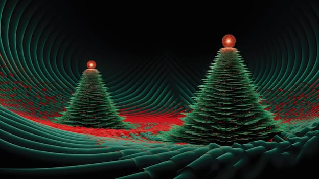 Christmas tree in music equalizer or music waveform. Party card for winter holidays. Generated AI