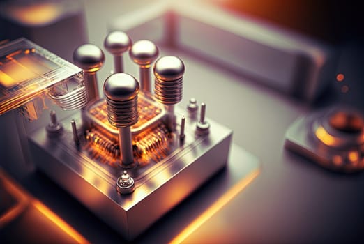 Industrial abstract background with machinery details. Shiny metal equipment concept. Generated AI