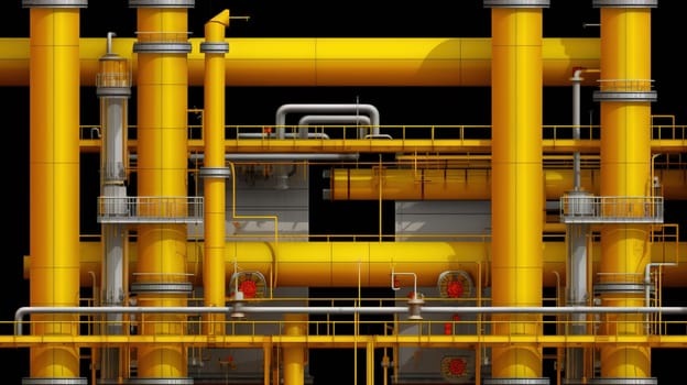 Industrial plant background with shiny pipes. Generated AI