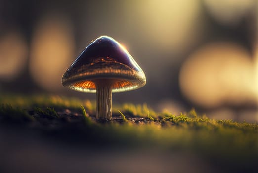 Fantasy mushroom from the alien planet with strange shape. Sci-fi or fairytale fungus. Generated AI