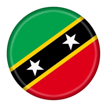 A A Saint Kitts and Nevis flag button illustration with clipping path red green yellow diagonal stripes white stars