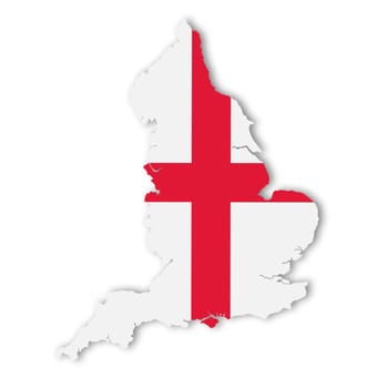 An England map on white background with clipping path Cross of Saint George