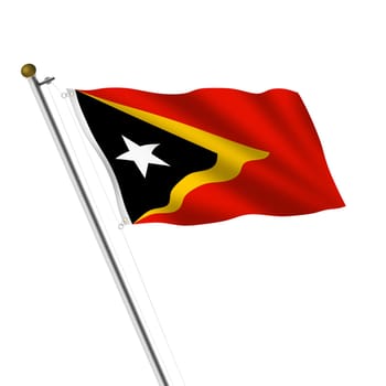 An East Timor Flagpole 3d illustration on white with clipping path