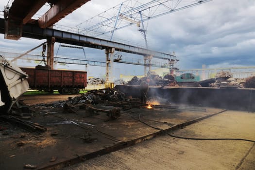 Outdoor disposal of unusable metal.