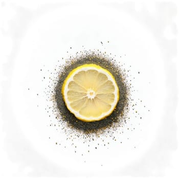 Lemon pepper seasoning mandala an arrangement of lemon zest black pepper and garlic powder. Food isolated on transparent background.
