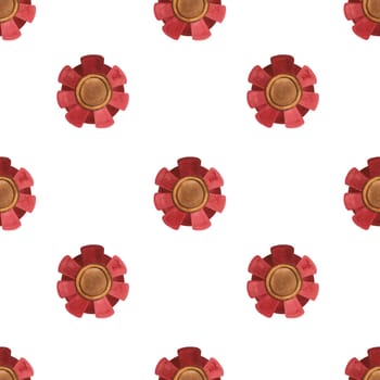 Competition winner prize: seamless pattern with sparkling cups and medals. Design of the award ceremony in watercolor