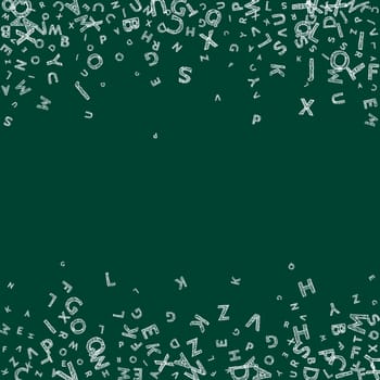 Flying latin letters. Colorful childish scattered charachters of English alphabet. Foreign languages study concept. Back to school banner .