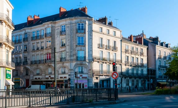 NANTES, FRANCE - SEPTEMBER 12, 2017: residential old house of 5 and 4 floors in the city center in Nantes, France