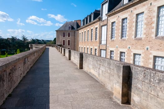 FRANCE, NANTES -  September 12, 2017:  the Chateau Des Ducs De Bretagne or Castle of the Dukes of Brittany, Fortified wall of castle