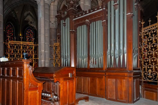NANTES, FRANCE - SEPTEMBER 12, 2017: Basilica of Saint Nicolas, Nantes, Pays de la Loire, France