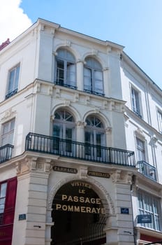 NANTES, FRANCE - SEPTEMBER 12, 2017: old house with winds in the windows in the city of Nantes, France