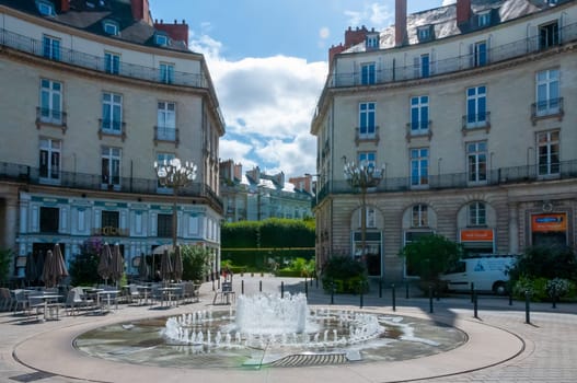 NANTES, FRANCE - SEPTEMBER 12, 2017: Nantes - Place Graslin, fountain in the center of the square, France