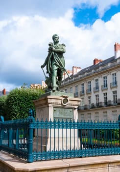 NANTES, FRANCE - SEPTEMBER 12, 2017: Statue of Pierre Cambronne, General of the French Empire, Nantes, Loire-Atlantique, France