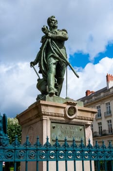 NANTES, FRANCE - SEPTEMBER 12, 2017: Statue of Pierre Cambronne, General of the French Empire, Nantes, Loire-Atlantique, France