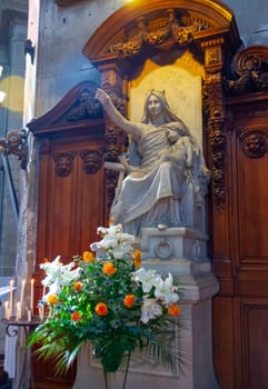 NANTES, FRANCE - SEPTEMBER 12, 2017: Statue de Notre-Dame de Bon-Port, Nantes, France